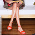 Sandali bassi arancioni con fascia effetto intrecciato Swish Jeans, Donna, SKU w041000316, Immagine 0